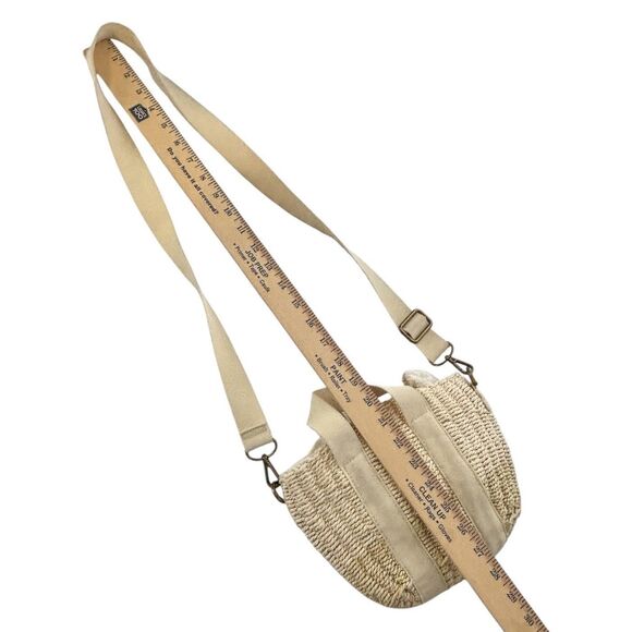 J CREW Small Montauk Bag Straw Tote Drawstring Top Removable Crossbody Strap - Picture 10 of 11